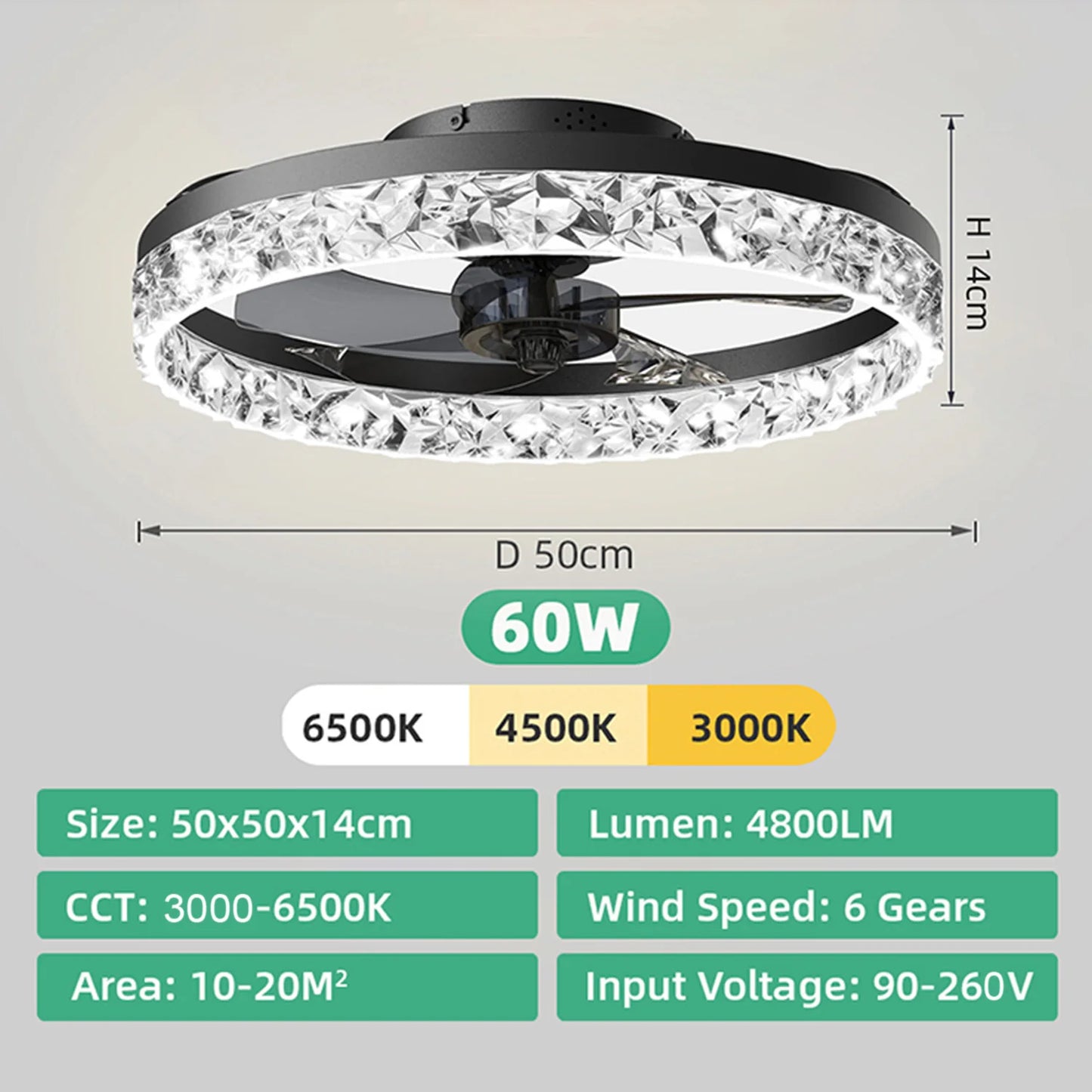 IRALAN Low-Profile LED Ceiling Fan with Remote Control