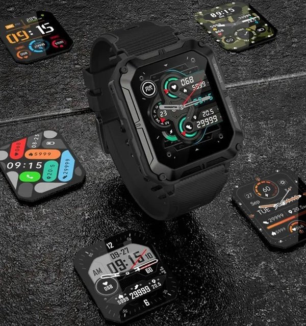 C20 Pro Military Smart Watch – Bluetooth Calls, IP68 Waterproof & Health Tracking