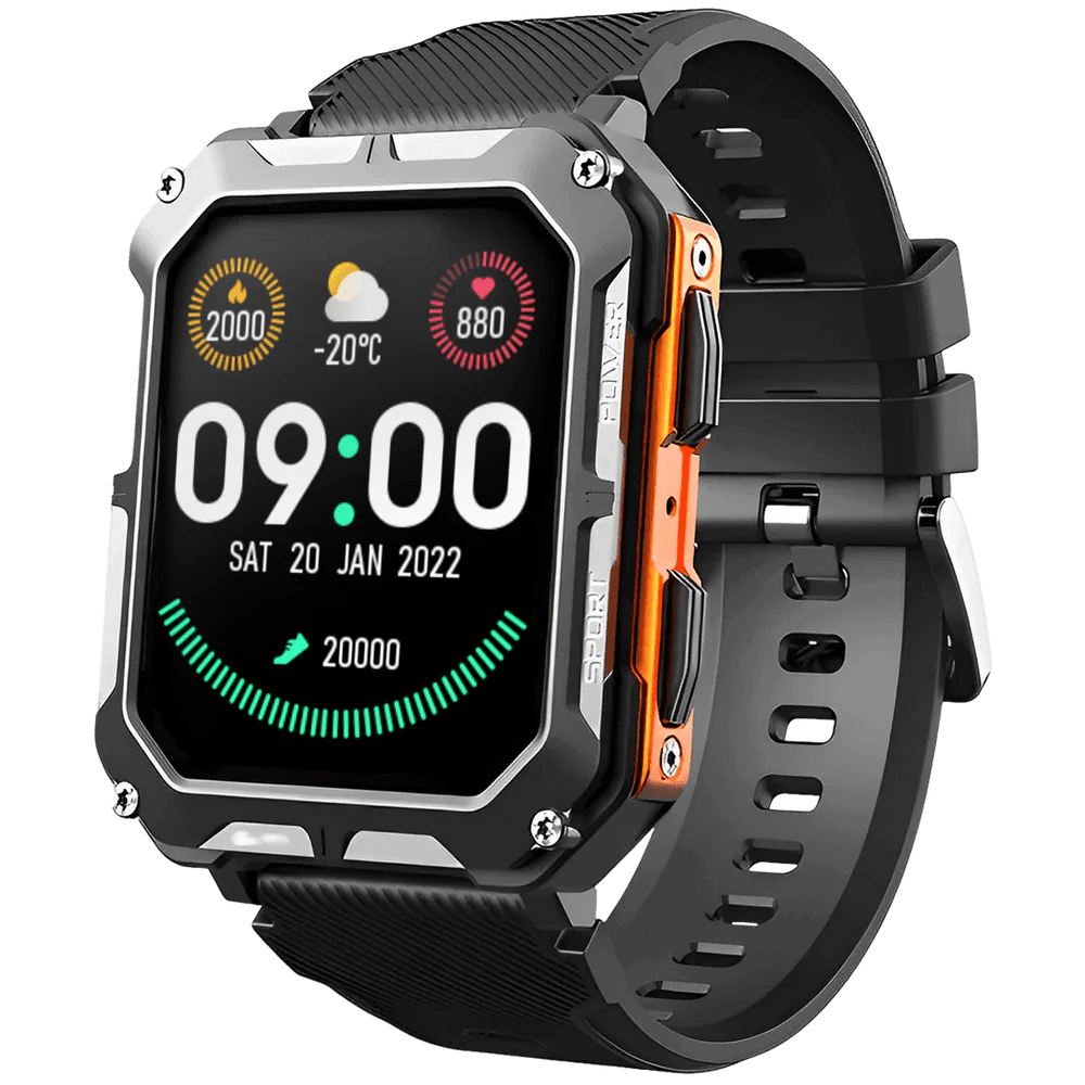 C20 Pro Military Smart Watch – Bluetooth Calls, IP68 Waterproof & Health Tracking