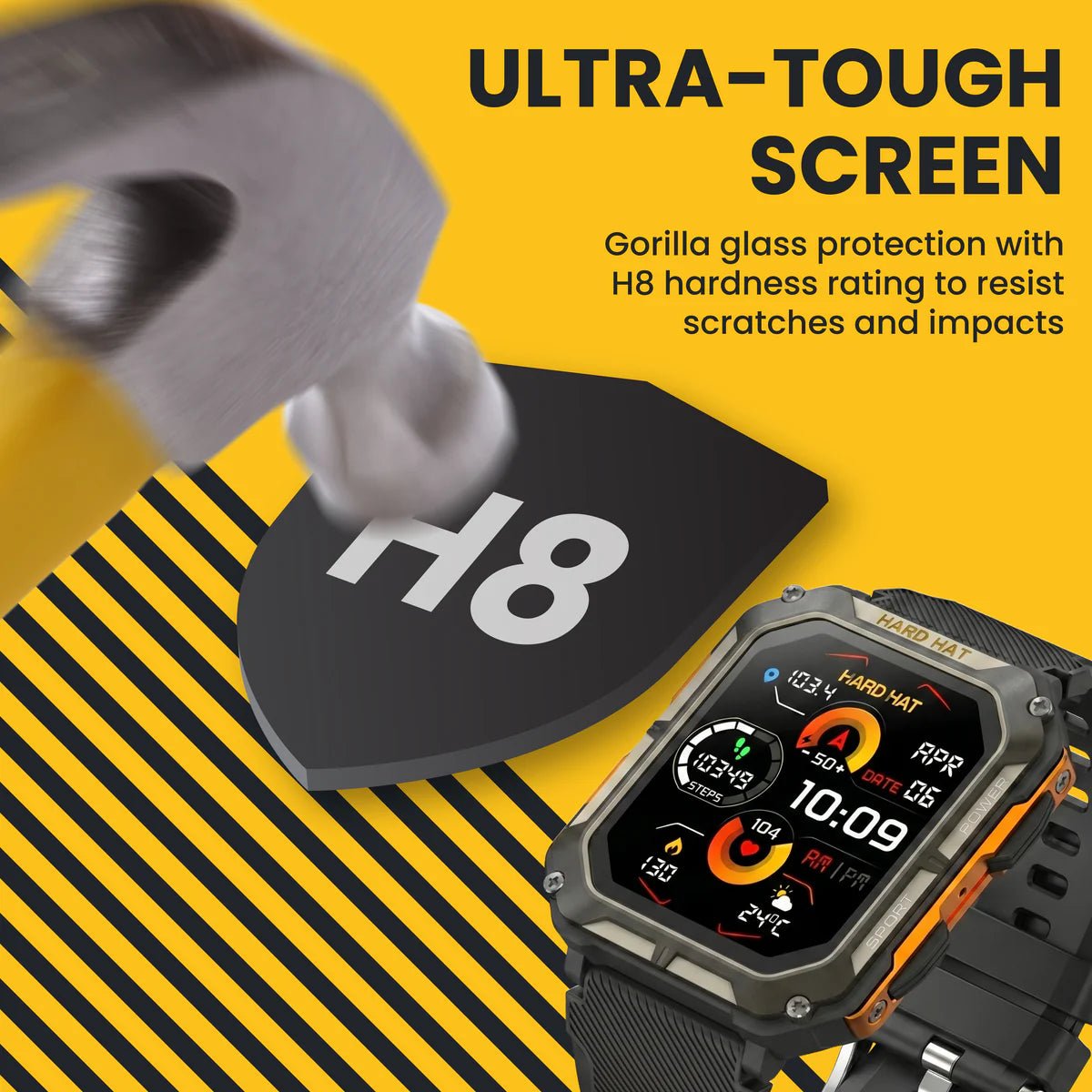 C20 Pro Military Smart Watch – Bluetooth Calls, IP68 Waterproof & Health Tracking