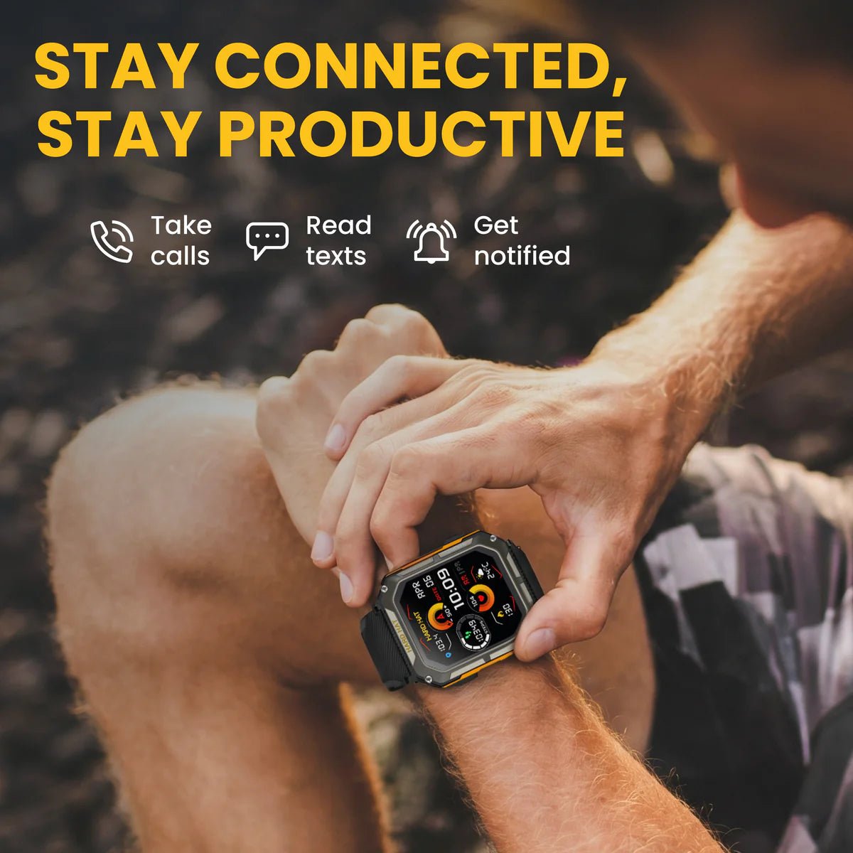 C20 Pro Military Smart Watch – Bluetooth Calls, IP68 Waterproof & Health Tracking