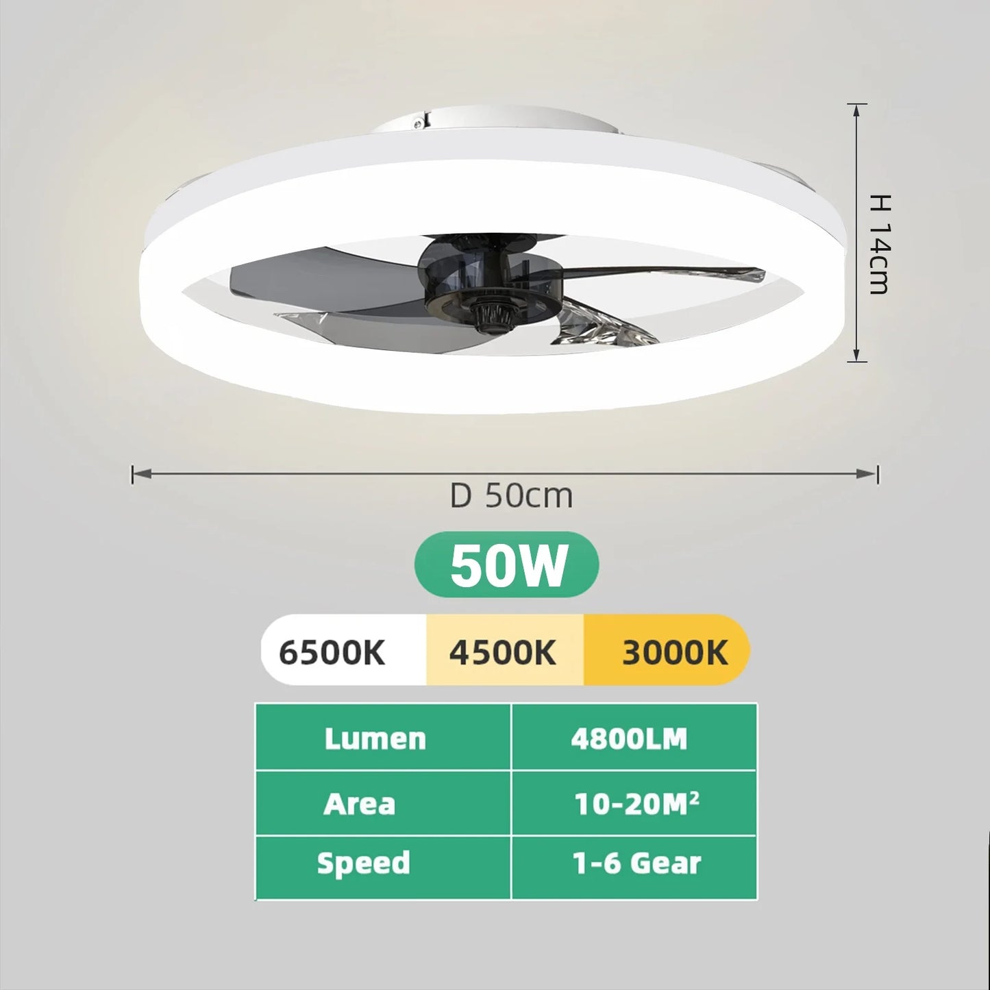 IRALAN Low-Profile LED Ceiling Fan with Remote Control