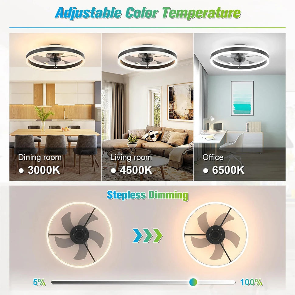 IRALAN Low-Profile LED Ceiling Fan with Remote Control