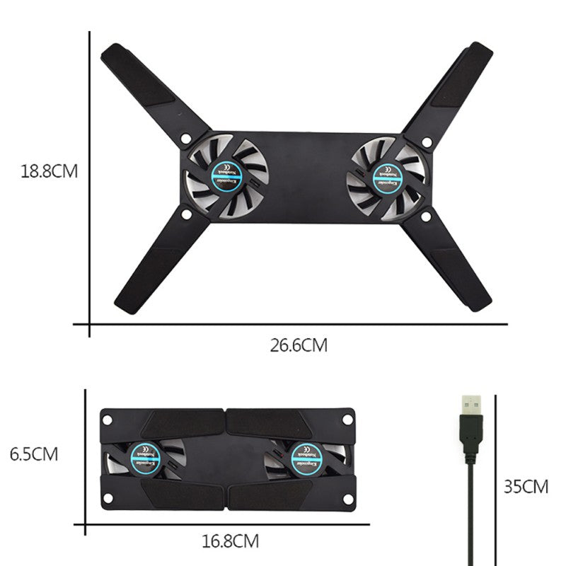 USB Laptop Cooling Pad with Dual Fans (7"-15")