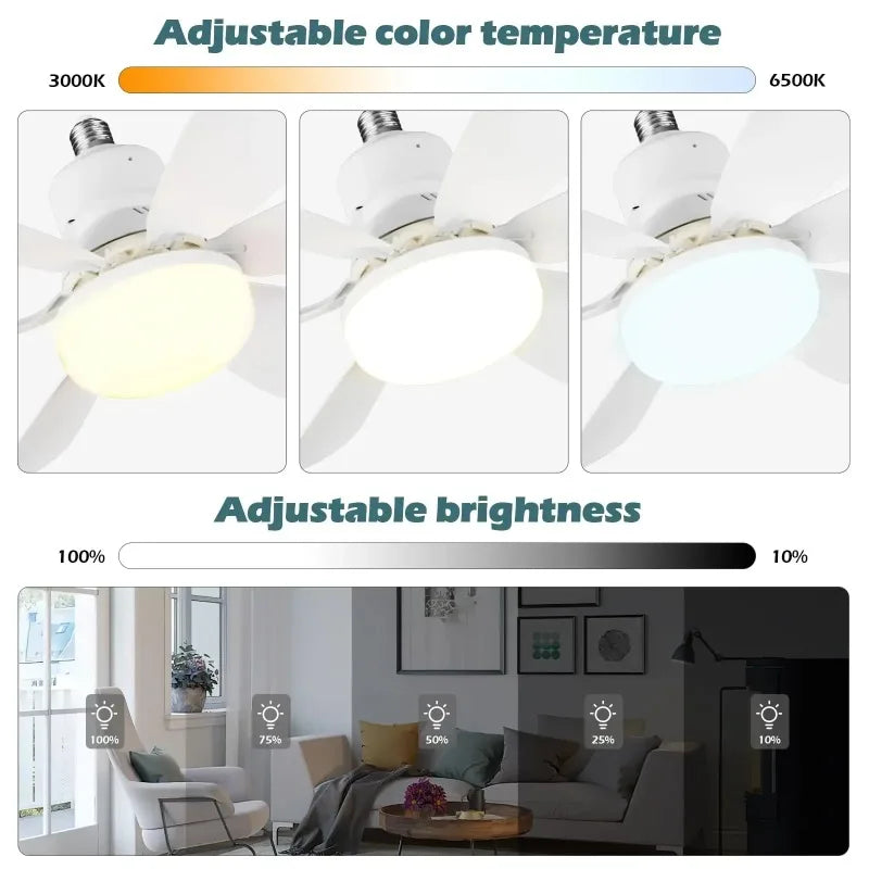 LED Ceiling Fan Light – E27, Remote Dimming, 30W
