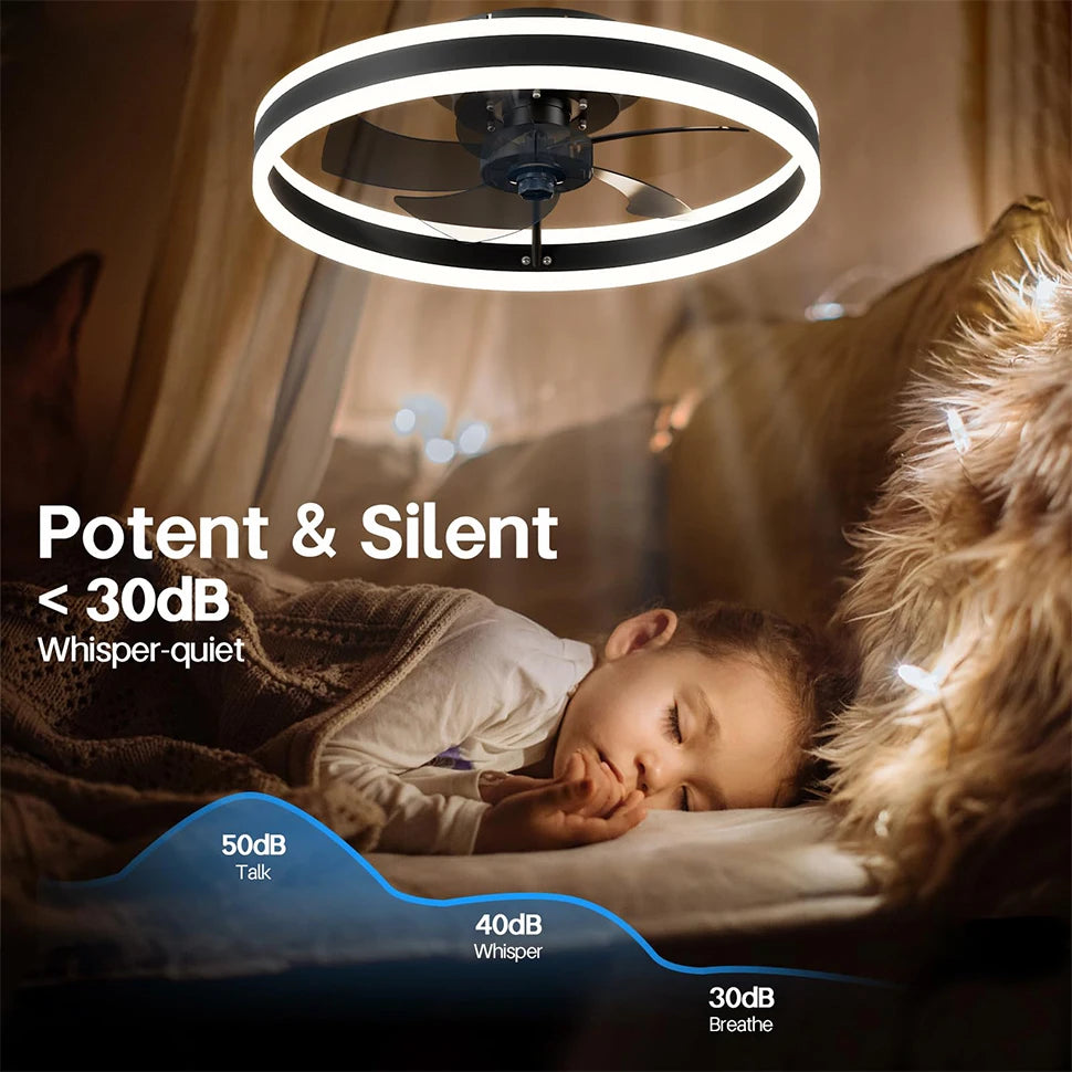 IRALAN Low-Profile LED Ceiling Fan with Remote Control