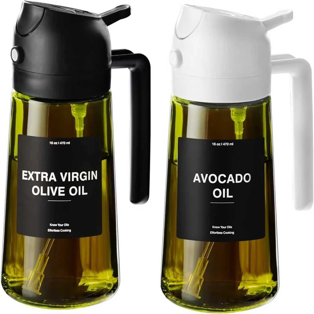 470ml Olive Oil Sprayer & Dispenser – 2-in-1 Glass Bottle