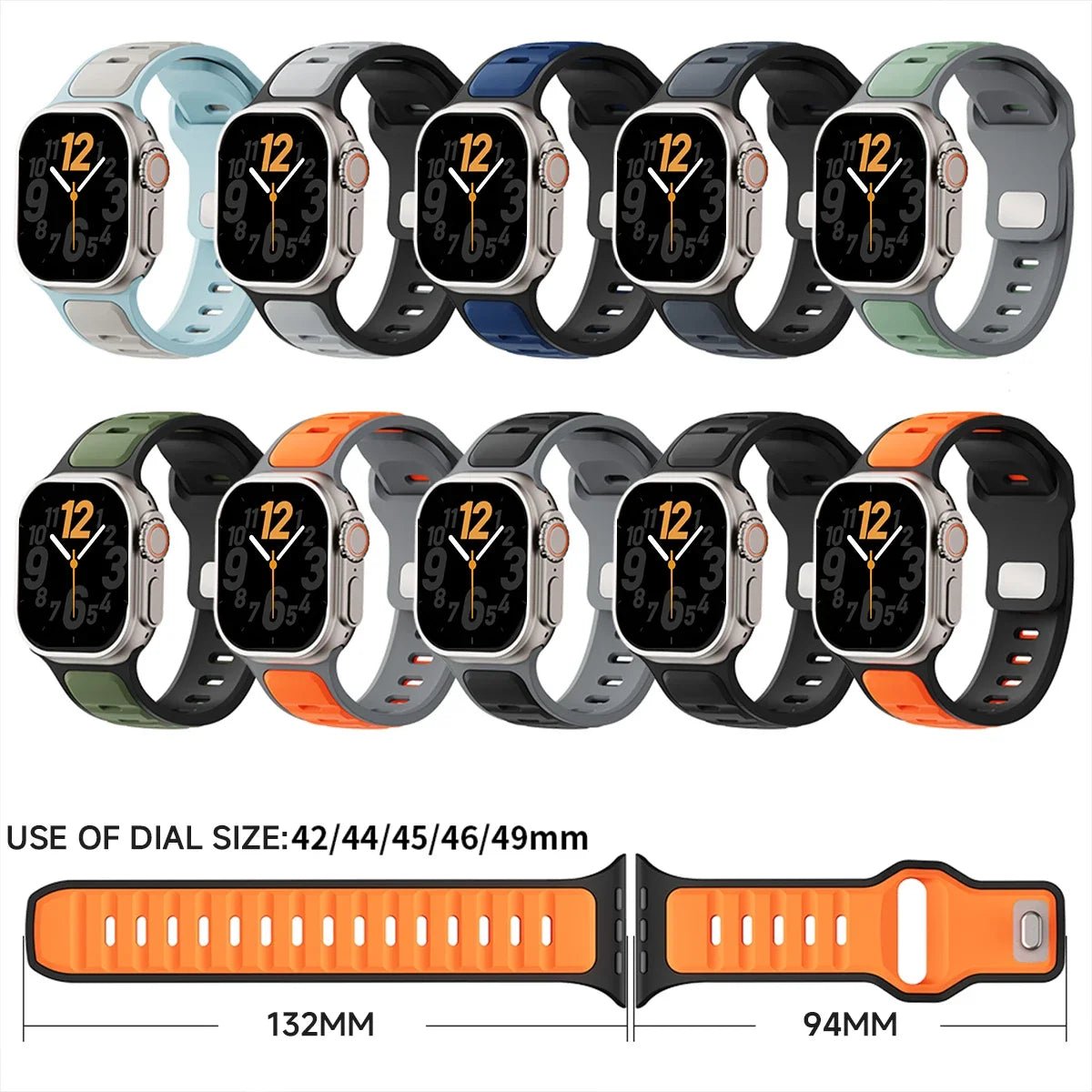 Soft Silicone Sport Band for Apple Watch (40mm-49mm)