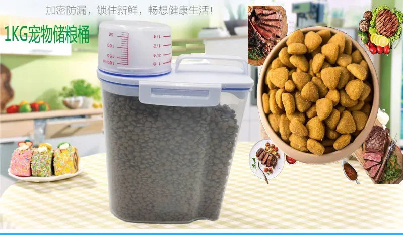 Pet Food Storage Container with Measuring Cup
