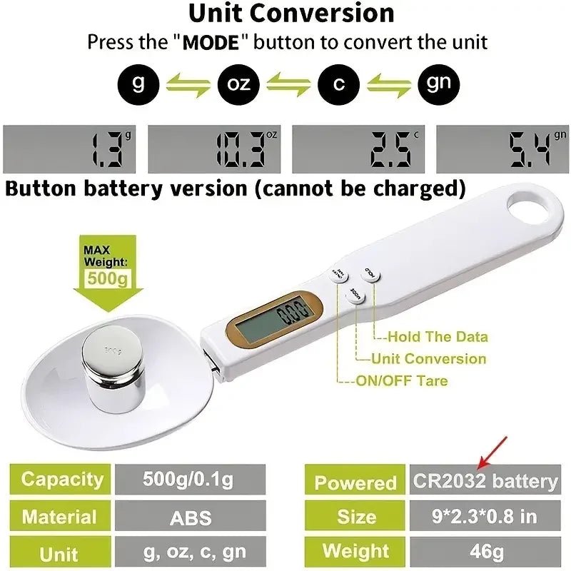 Mini Digital Kitchen Scale Spoon – 0.1-500g LCD Display
