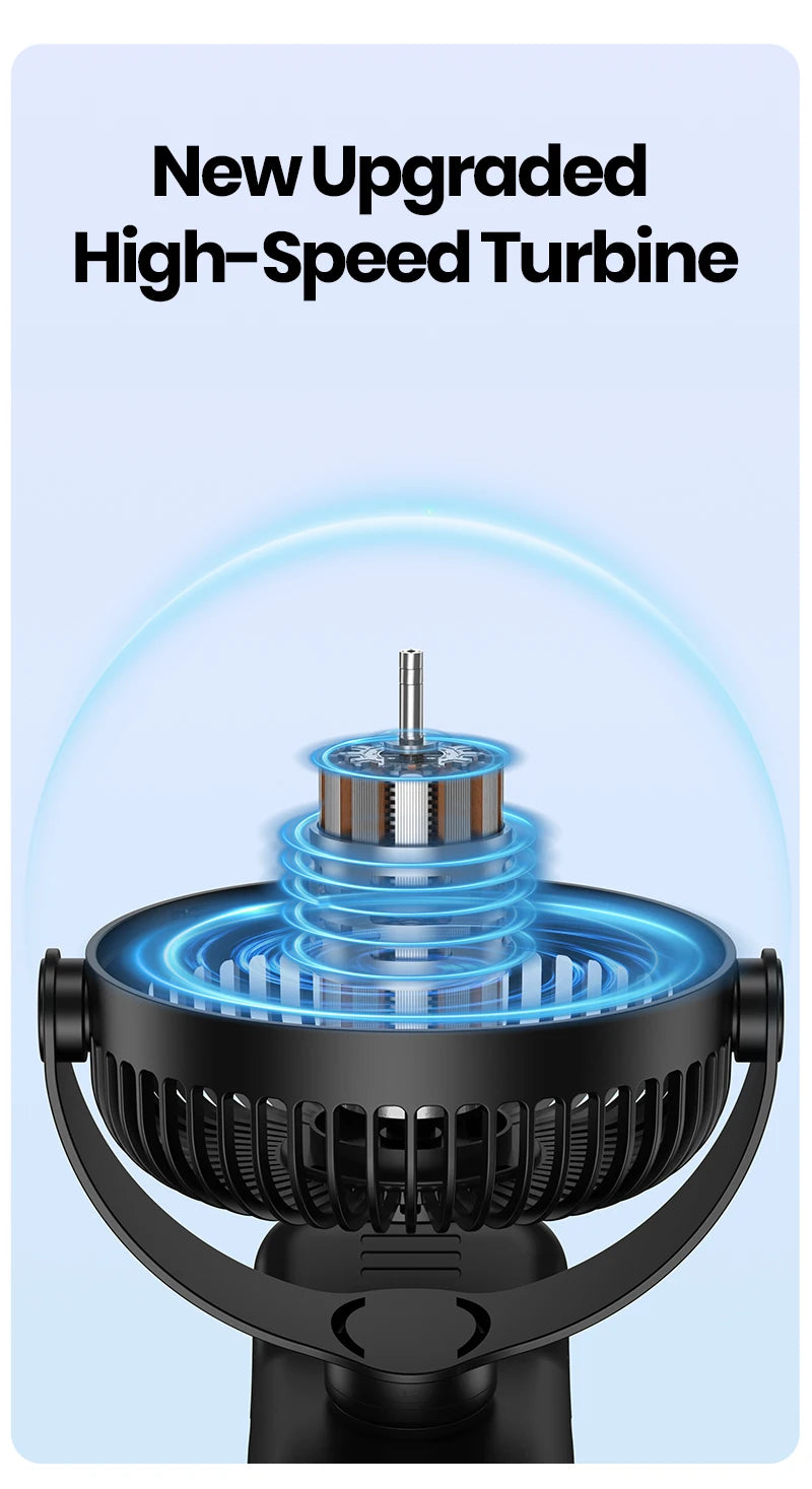 TOPK Portable Clip Desk Fan – USB, 720° Rotation