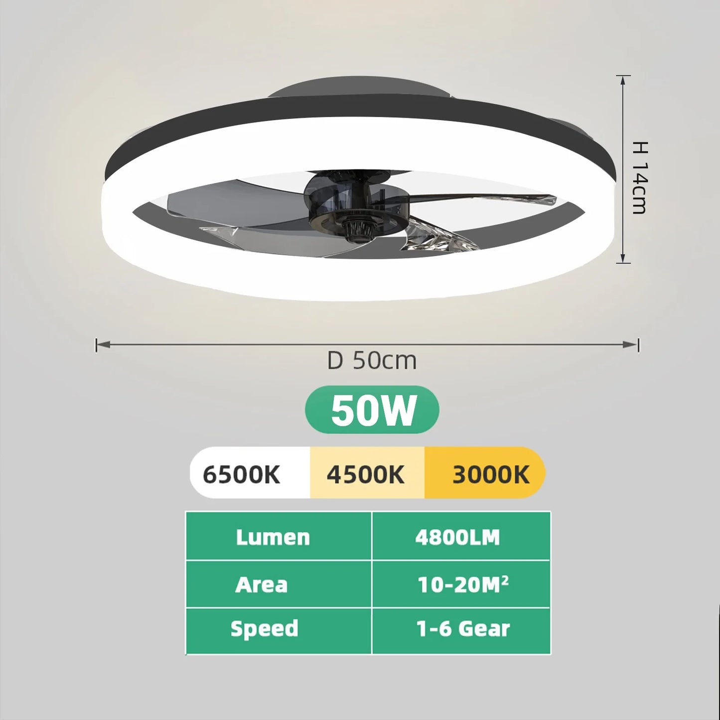 IRALAN Low-Profile LED Ceiling Fan with Remote Control