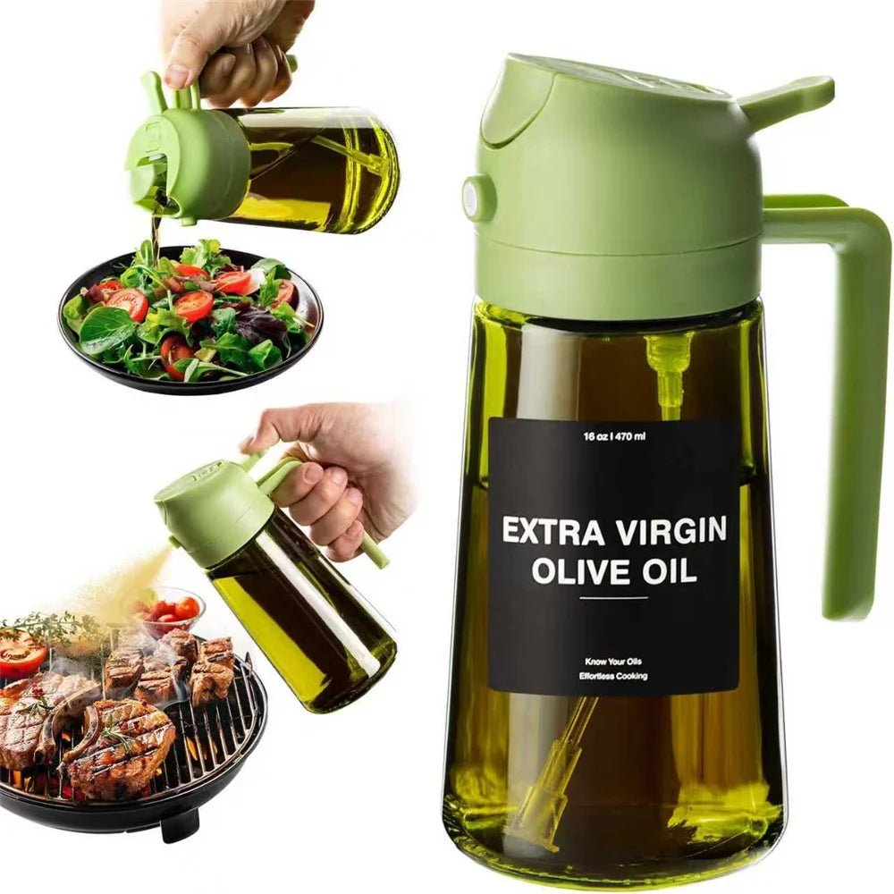 470ml Olive Oil Sprayer & Dispenser – 2-in-1 Glass Bottle