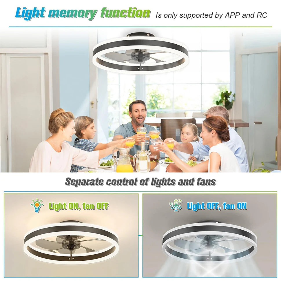 IRALAN Low-Profile LED Ceiling Fan with Remote Control