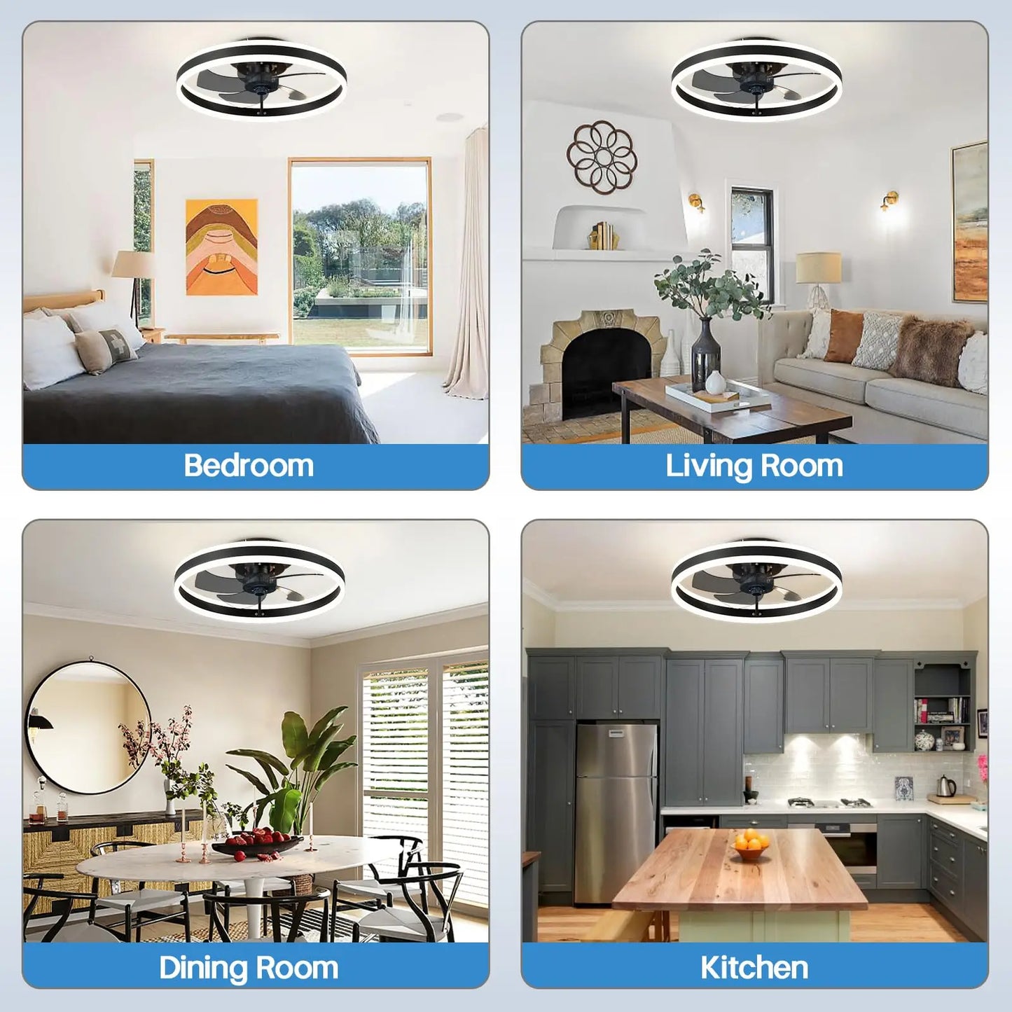 IRALAN Low-Profile LED Ceiling Fan with Remote Control