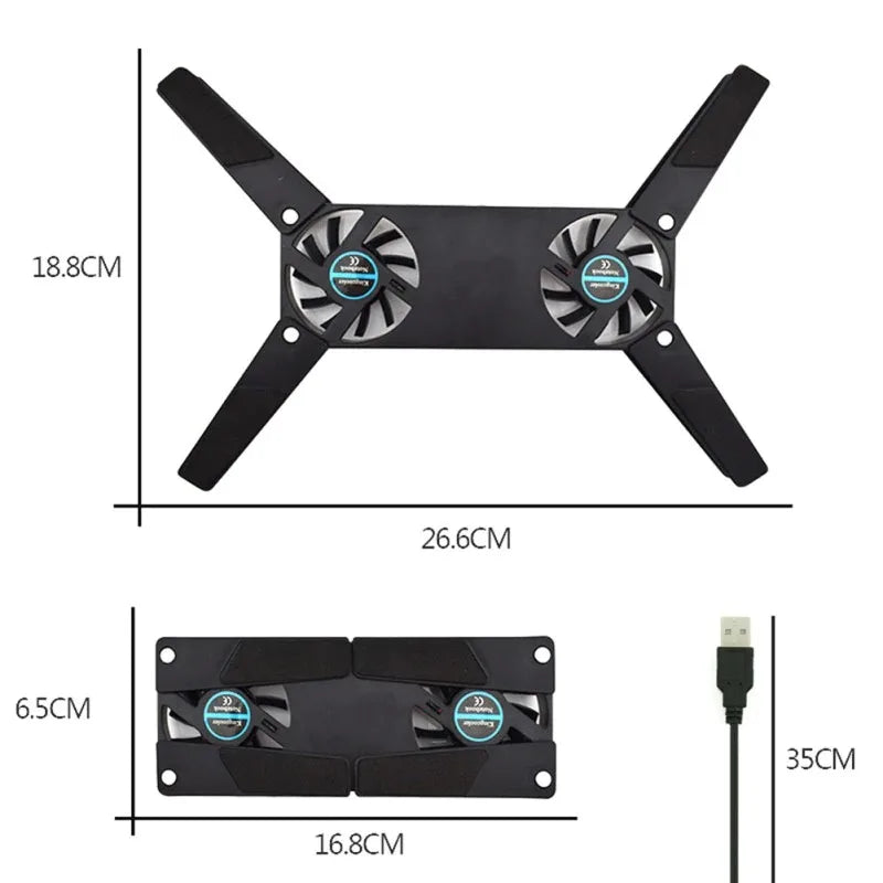 USB Laptop Cooling Pad with Dual Fans (7"-15")