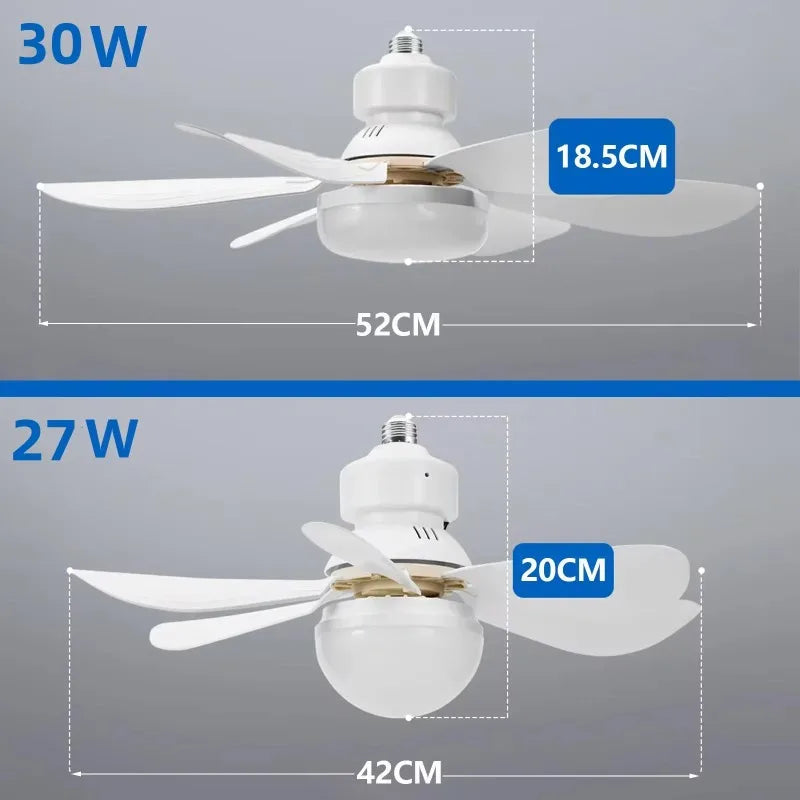 LED Ceiling Fan Light – E27, Remote Dimming, 30W