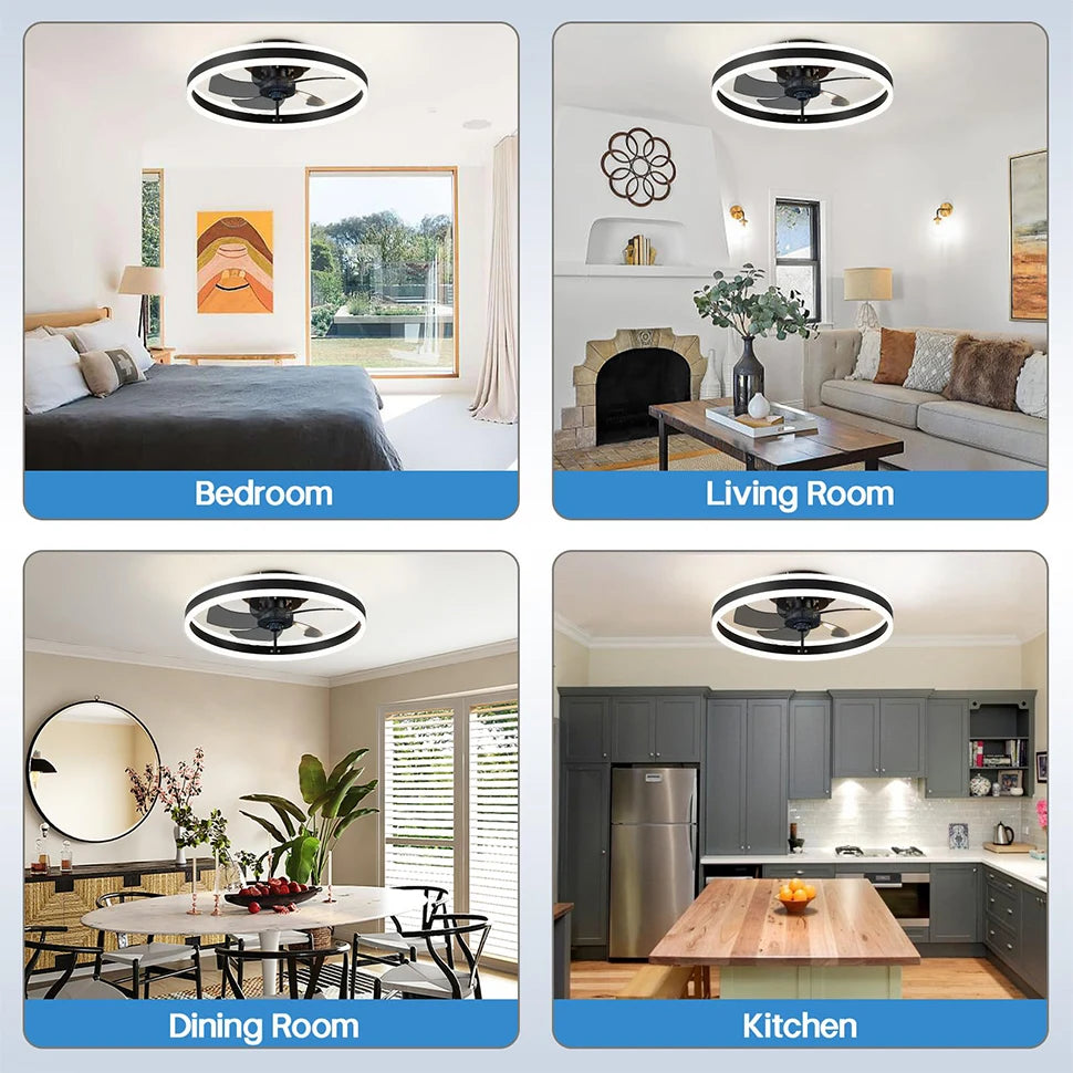 IRALAN Low-Profile LED Ceiling Fan with Remote Control