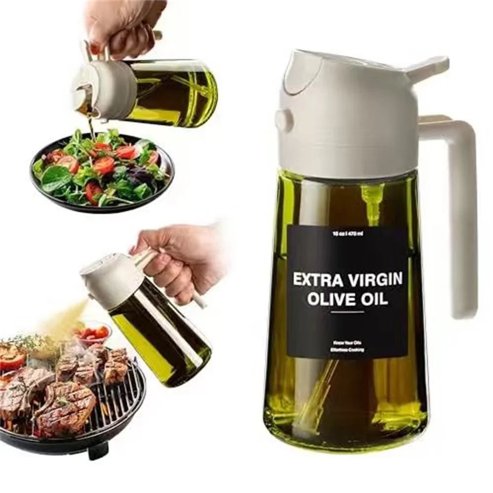 470ml Olive Oil Sprayer & Dispenser – 2-in-1 Glass Bottle