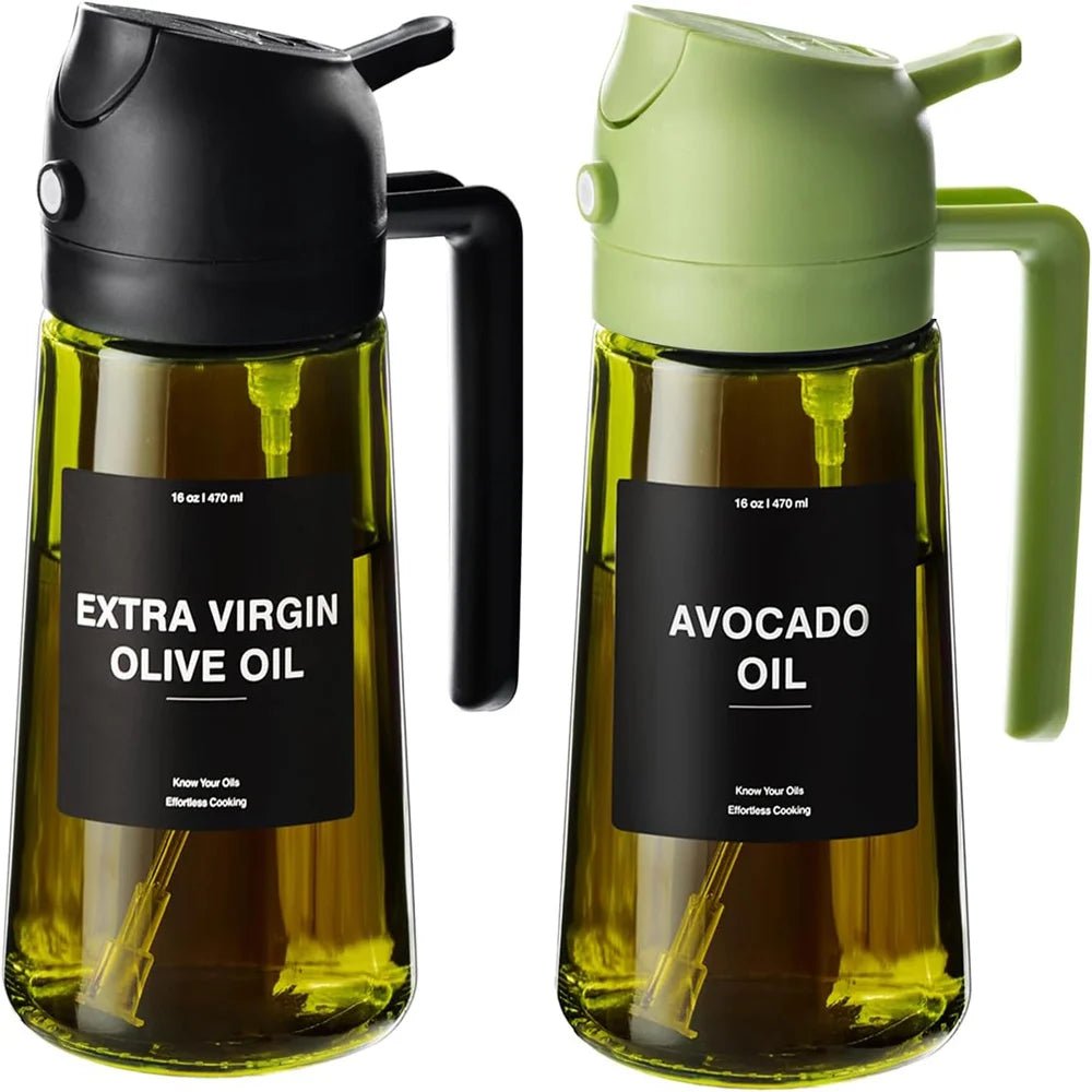 470ml Olive Oil Sprayer & Dispenser – 2-in-1 Glass Bottle