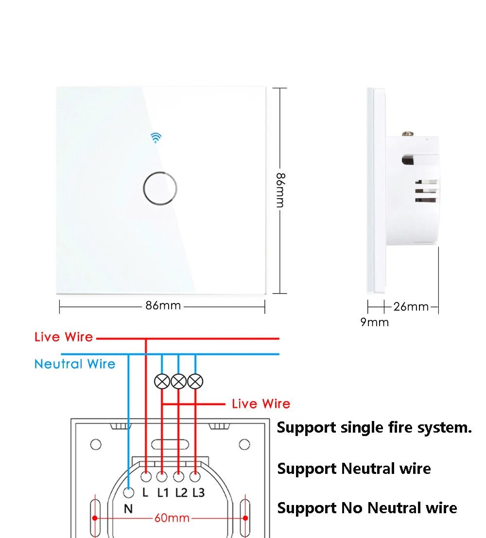 WiFi Smart Light Switch – No Neutral Wire, Alexa Compatible