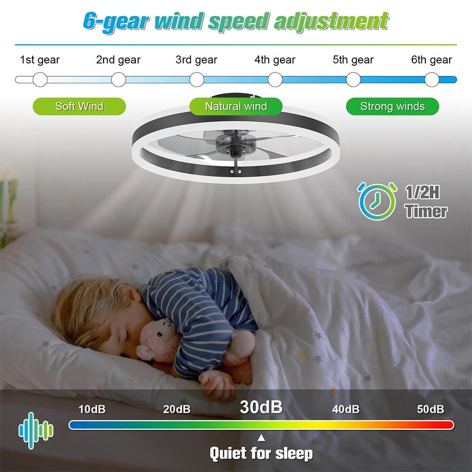 IRALAN Low-Profile LED Ceiling Fan with Remote Control