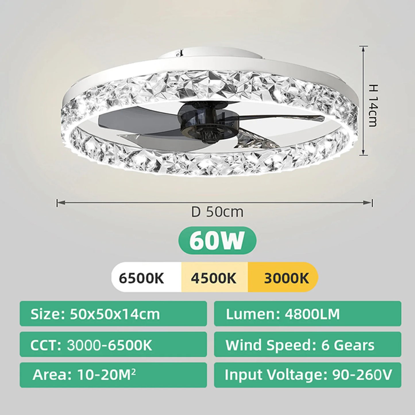 IRALAN Low-Profile LED Ceiling Fan with Remote Control