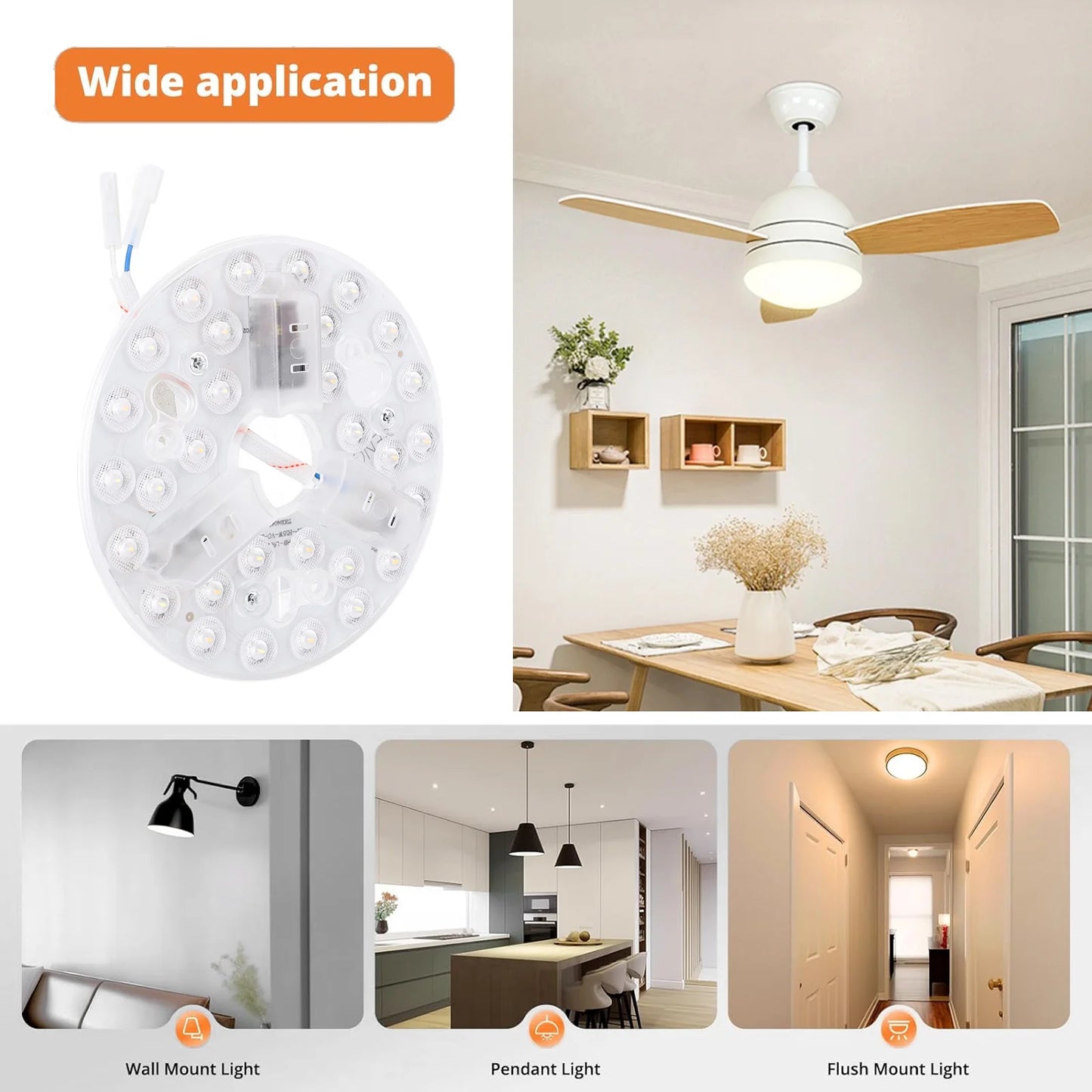 LED Ceiling Fan Light Kit – Retrofit, 3 Colours, Dimmable