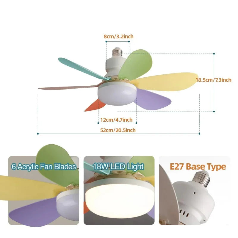LED Ceiling Fan Light – E27, Remote Dimming, 30W