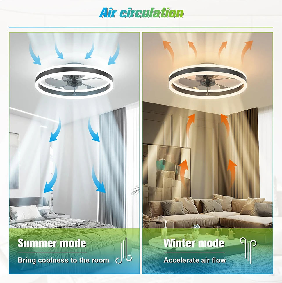 IRALAN Low-Profile LED Ceiling Fan with Remote Control