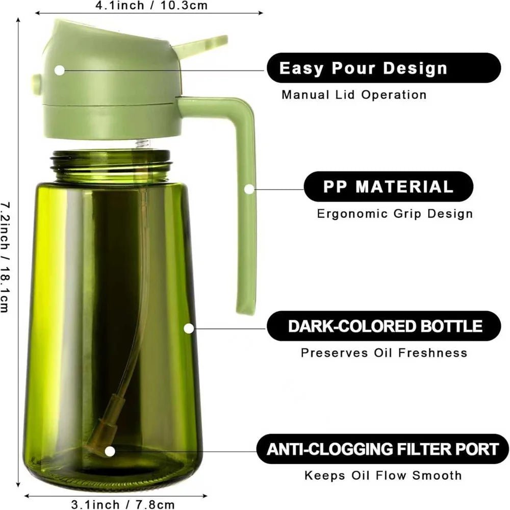 470ml Olive Oil Sprayer & Dispenser – 2-in-1 Glass Bottle